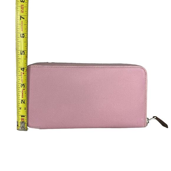 Hermès Silk-In Long Zip Wallet Rose Sakura Epsom Leather Yellow Silk - Picture 13 of 14